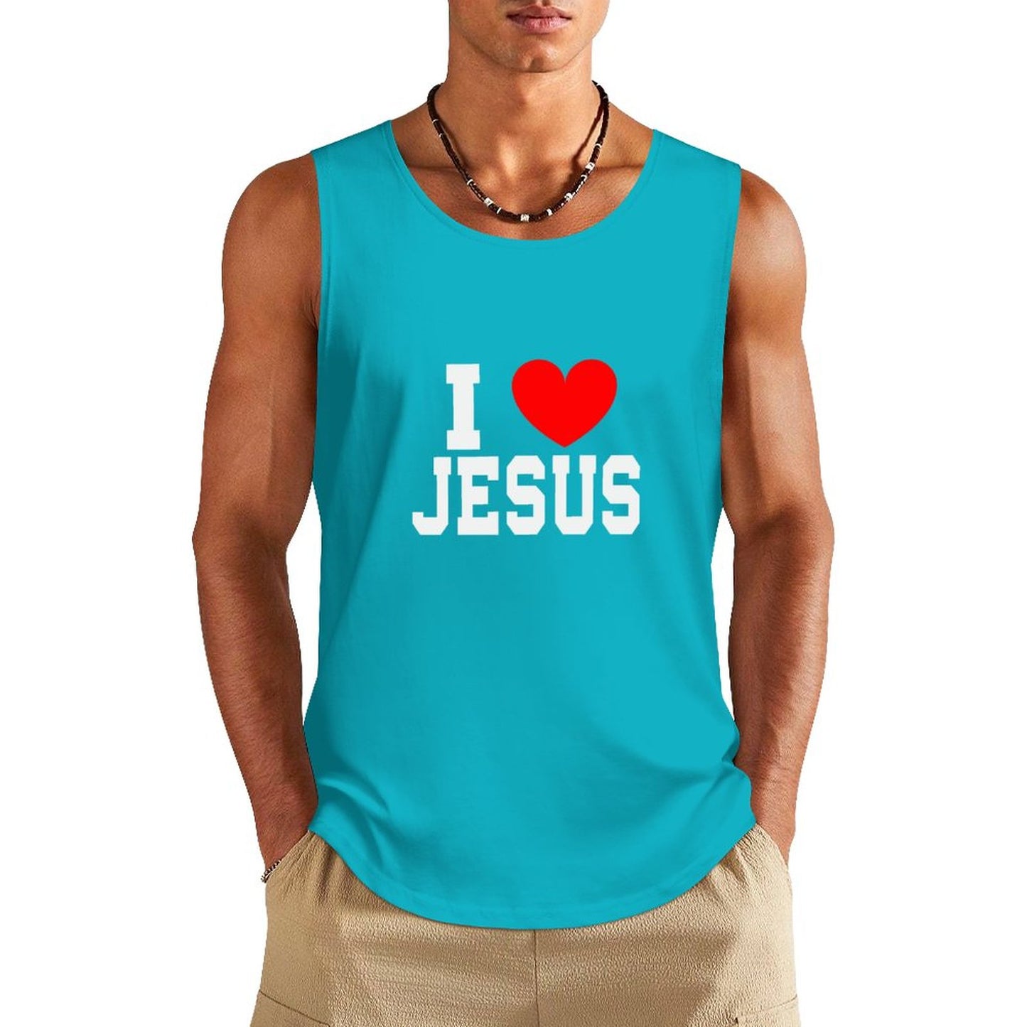 I Love Jesus Men's Christian Cotton Tank Top