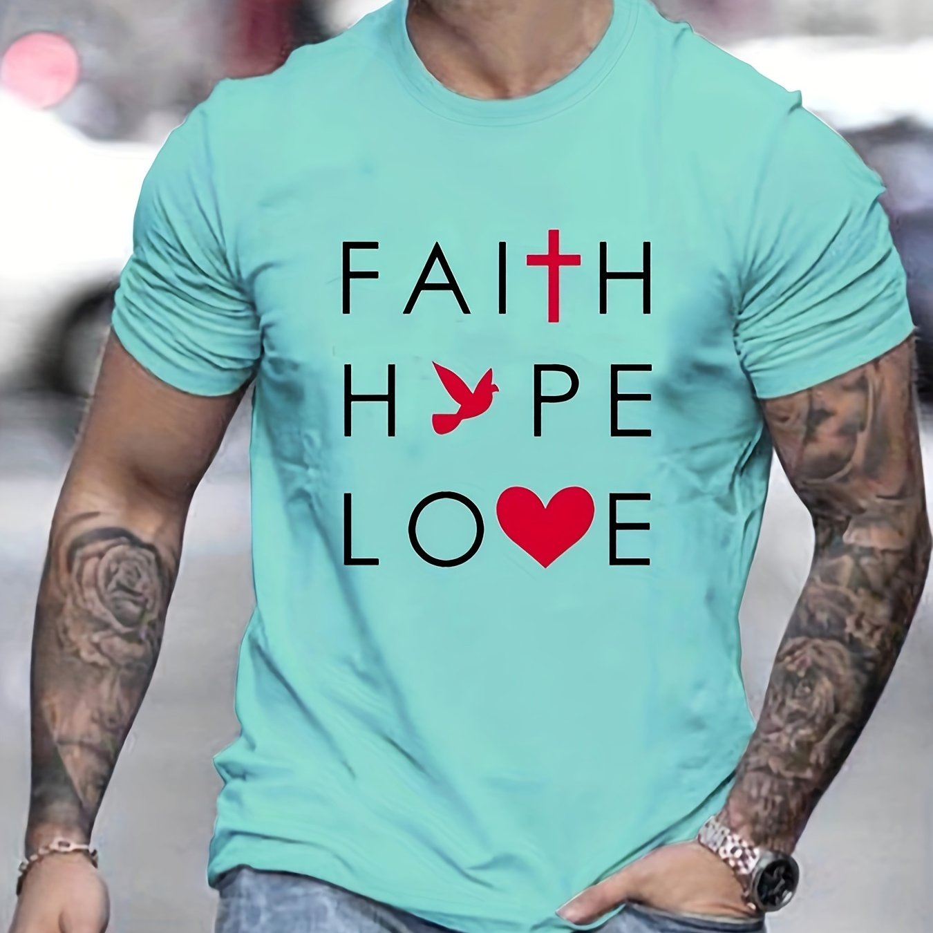 Faith Hope Love Men's Christian T-shirt claimedbygoddesigns