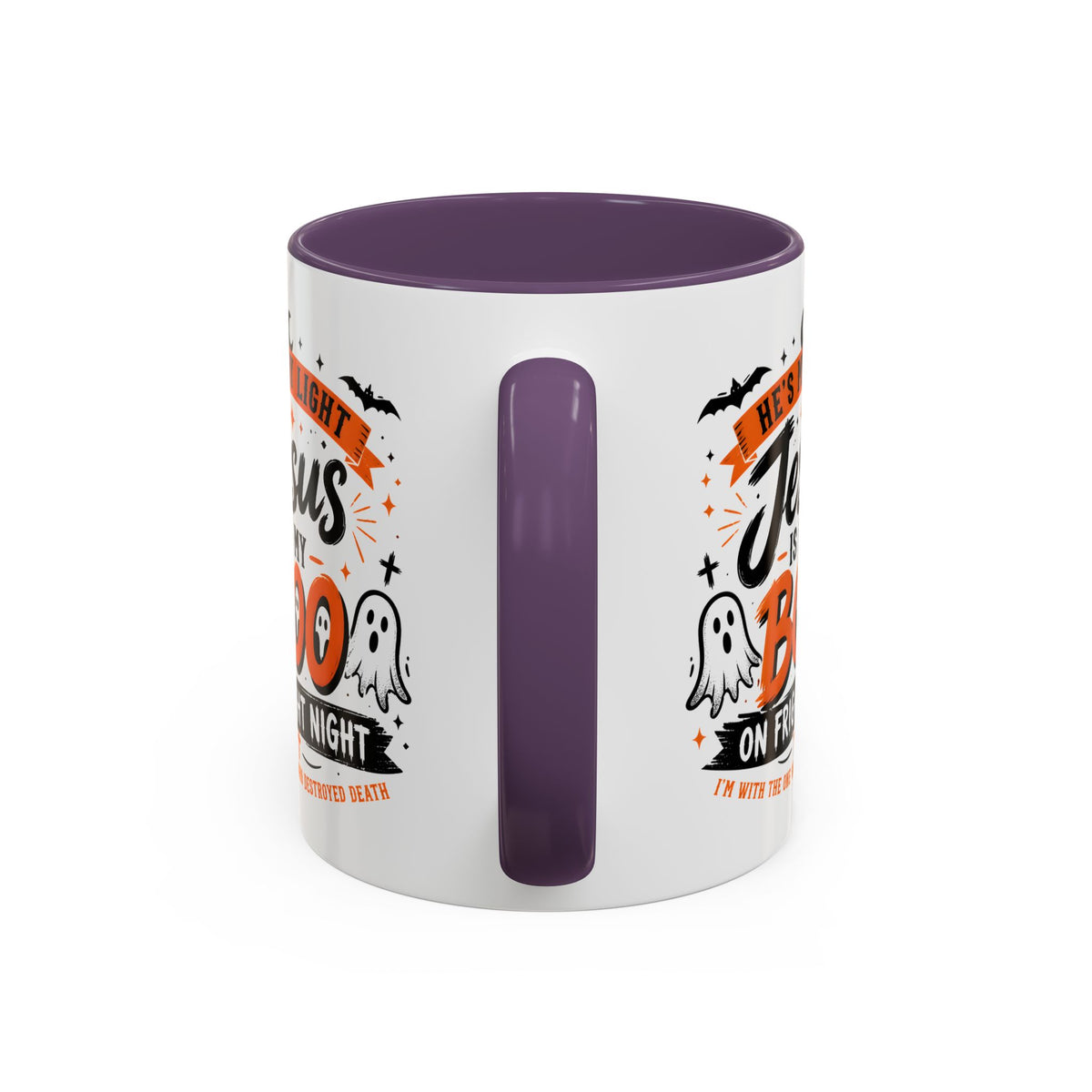 Christian Coffee Mug — "He's My Light, Jesus Is My Boo" Halloween Accent Mug