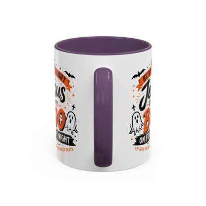 Christian Coffee Mug — "He's My Light, Jesus Is My Boo" Halloween Accent Mug