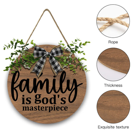 Family Is His Masterpiece Christian Wooden Hanging Sign - ClaimedbyGodDesigns