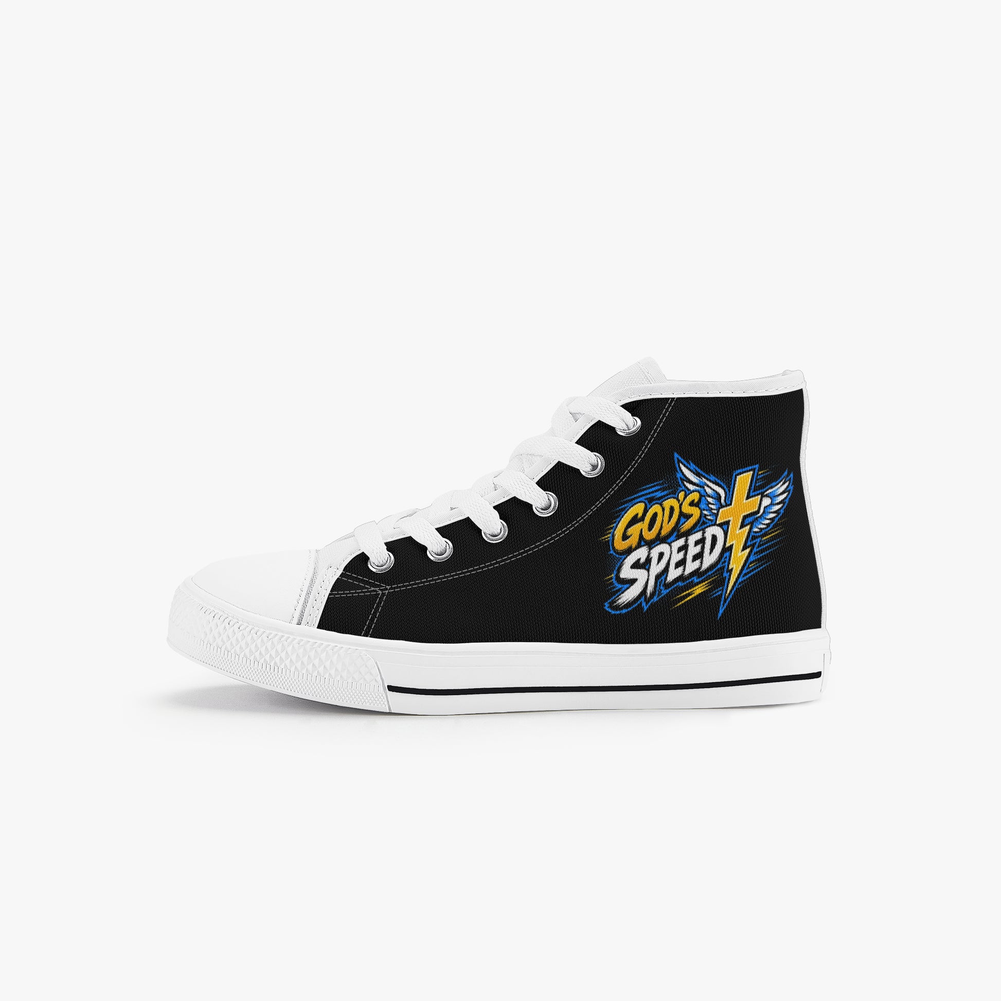God's Speed Christian Kid’s High - Top Canvas Shoes - ClaimedbyGodDesigns