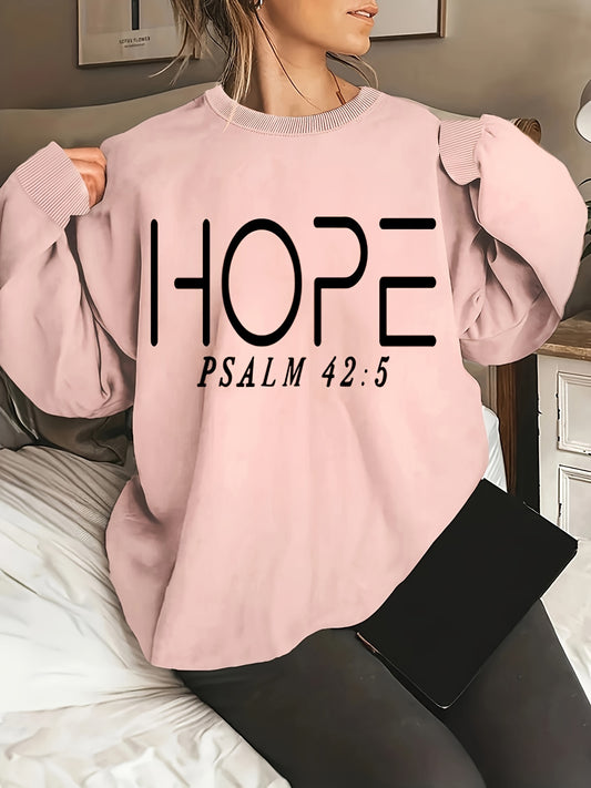 Hope Psalm 42:5 Plus Size Women's Christian Pullover Sweatshirt claimedbygoddesigns