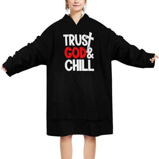 Trust God And Chill Christian Wearable Oversized Sweater Blanket SALE-Personal Design