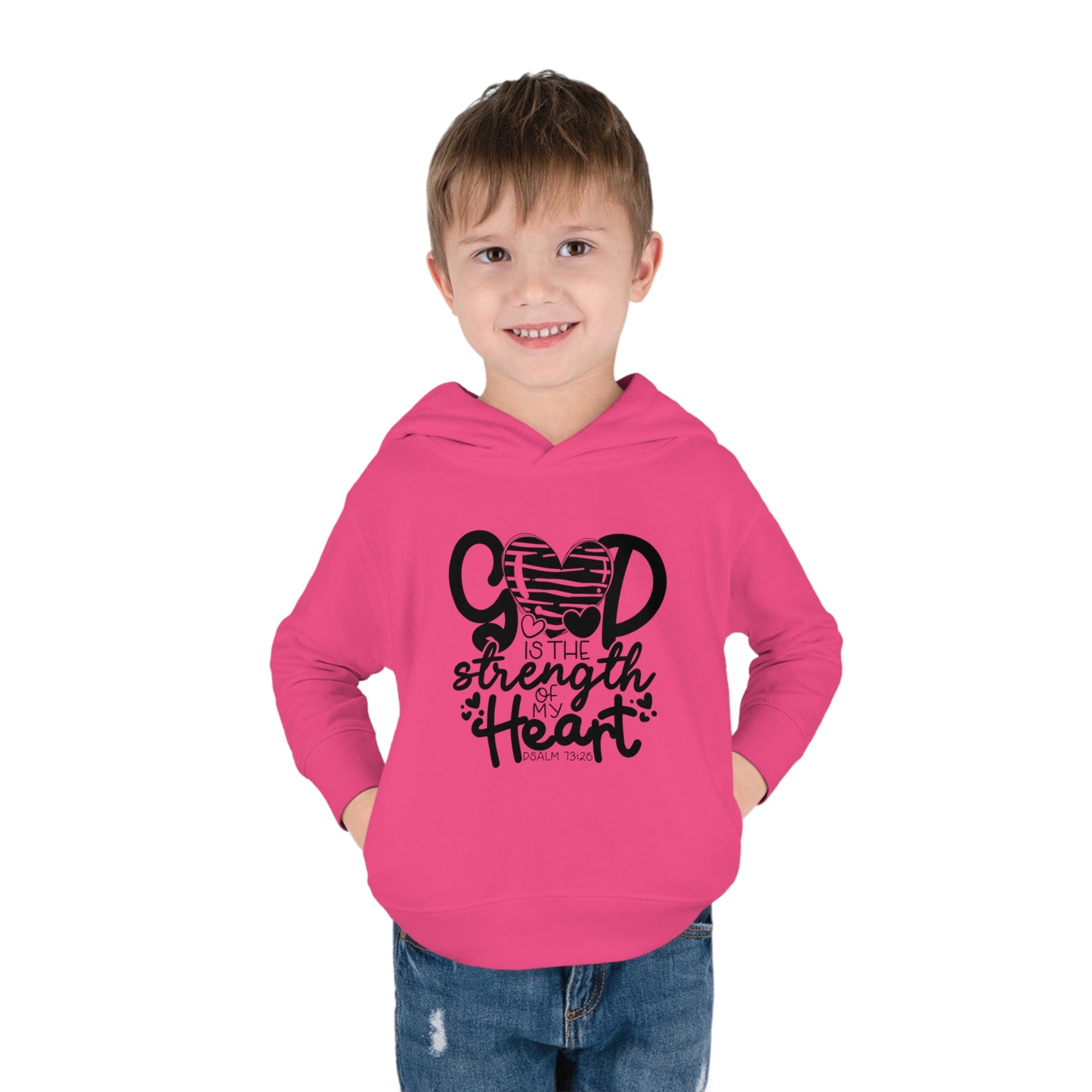 God Is The Strength Of My Heart Christian Toddler Pullover Fleece Hooded Sweatshirt