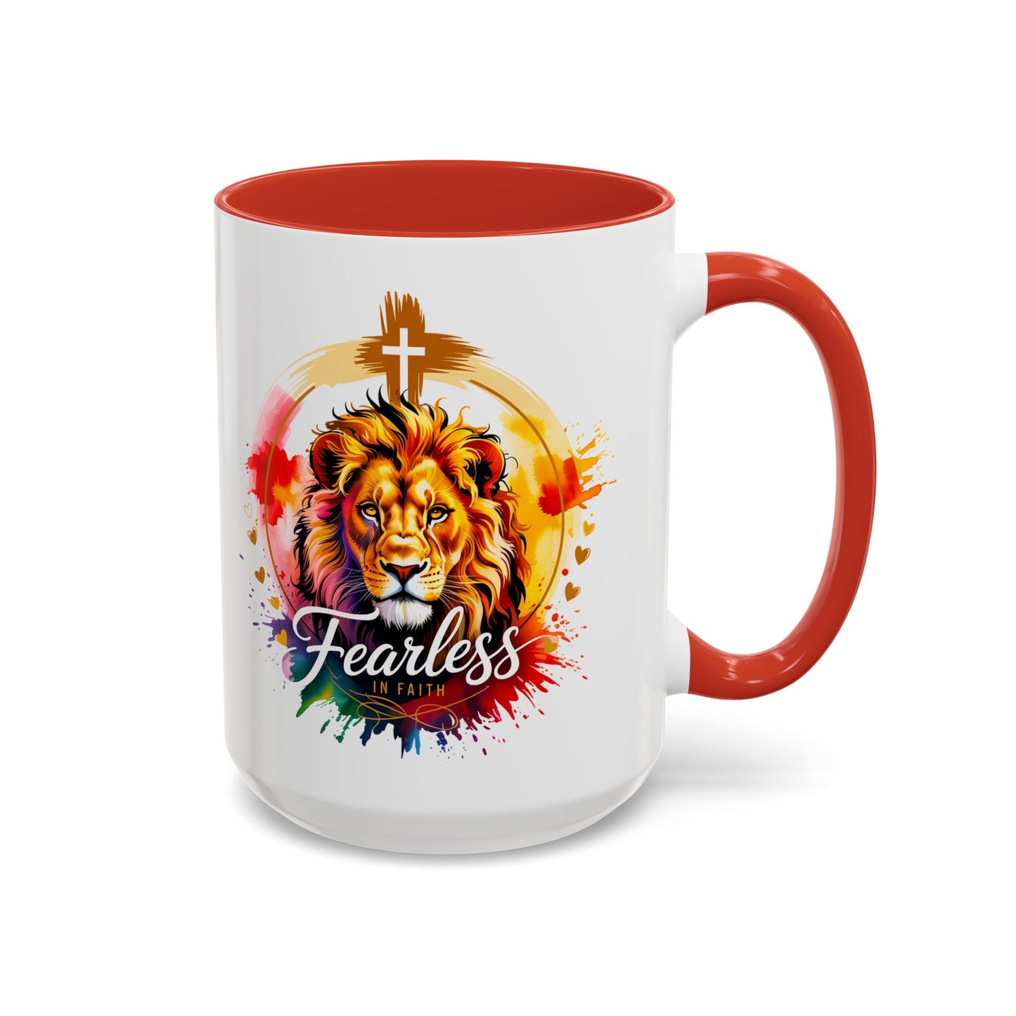 Fearless in Faith Lion Coffee Accent Mug - 11oz & 15oz Inspirational Drinkware
