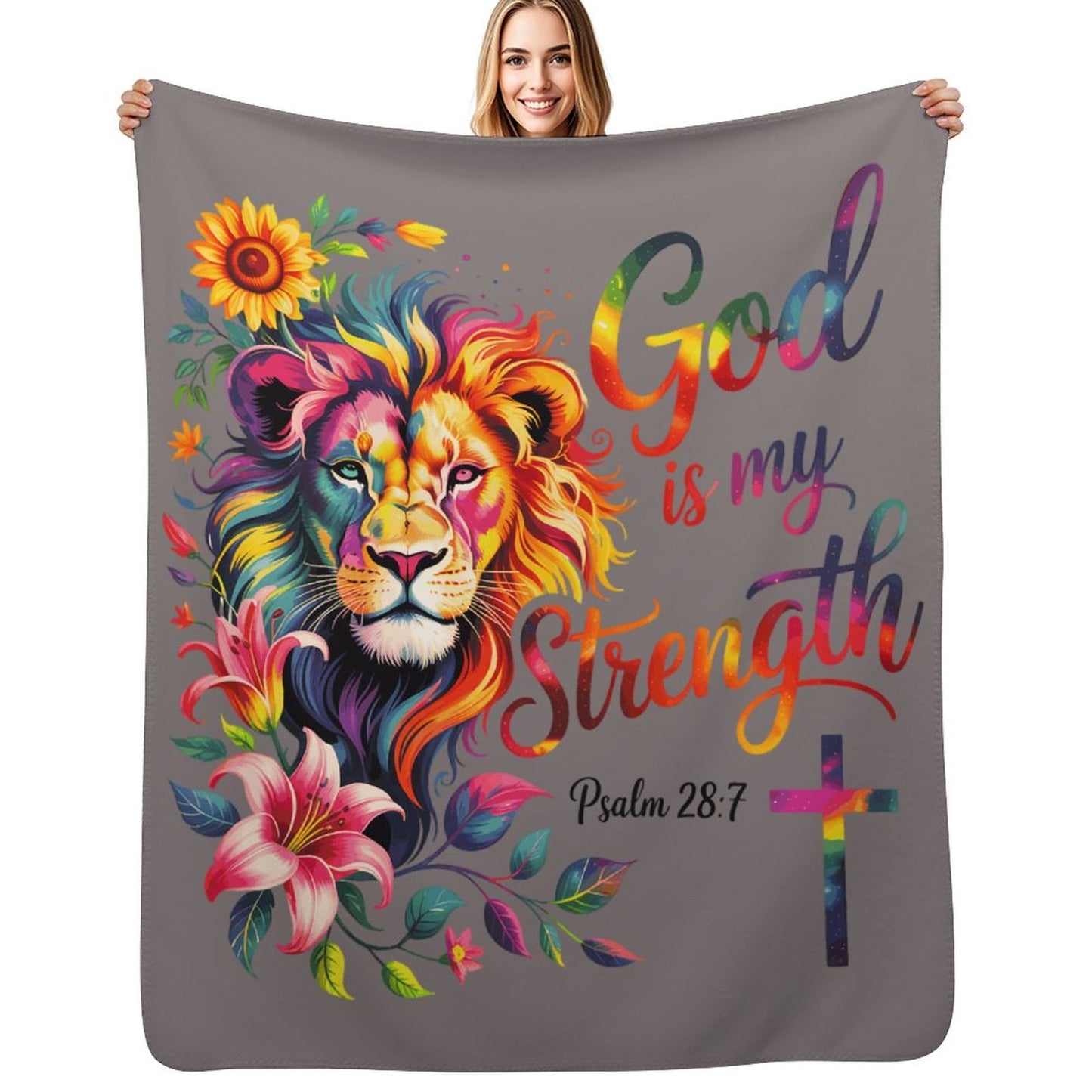 He Is My Strength Christian Sherpa Fleece Throw Blanket - ClaimedbyGodDesigns