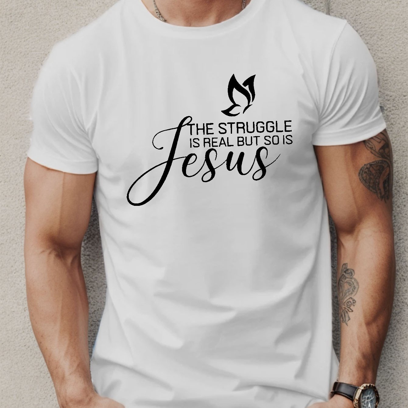 THE STRUGGLE IS REAL Print Men's T-shirt Short Sleeve Crew Neck Tops Cotton Comfortable Breathable Spring Summer Clothing For Men claimedbygoddesigns