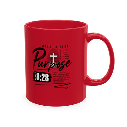 Purpose 8:28 Ceramic Mug — Christian Inspirational Coffee Cup