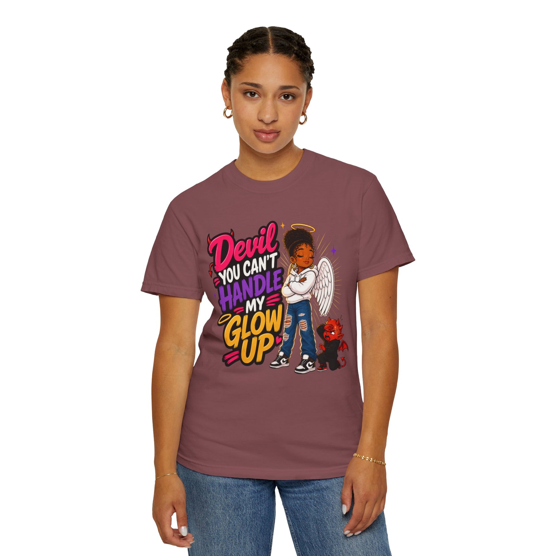Devil You Can't Handle My Glow Up T-Shirt — Angel Girl Graphic Tee - ClaimedbyGodDesigns