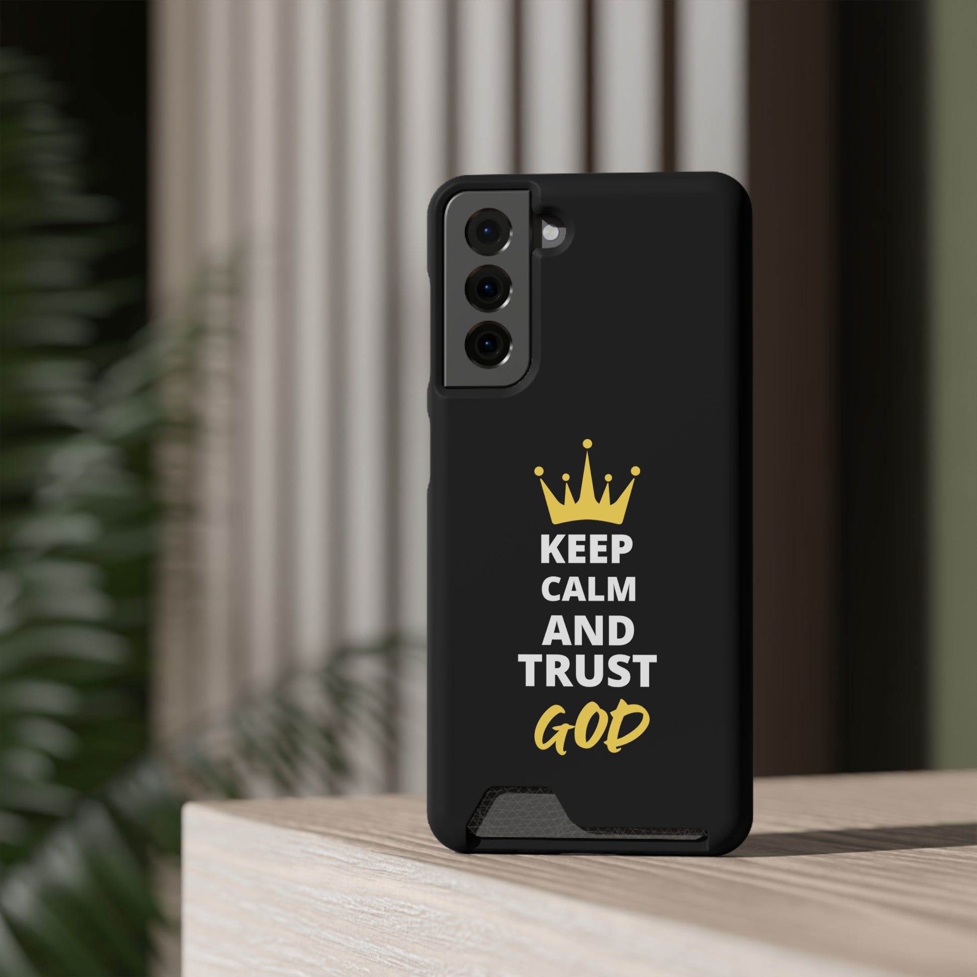 Keep Calm And Trust God Christian Phone Case With Card Holder Printify