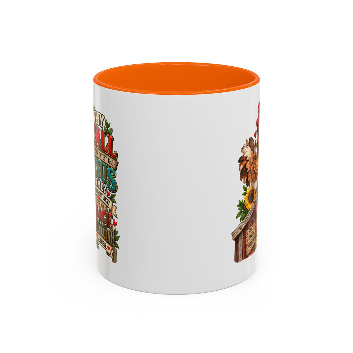 Christian Farmhouse Coffee Mug — "Why Y'all Keep Trying to Put Jesus in Me?" Accent Mug