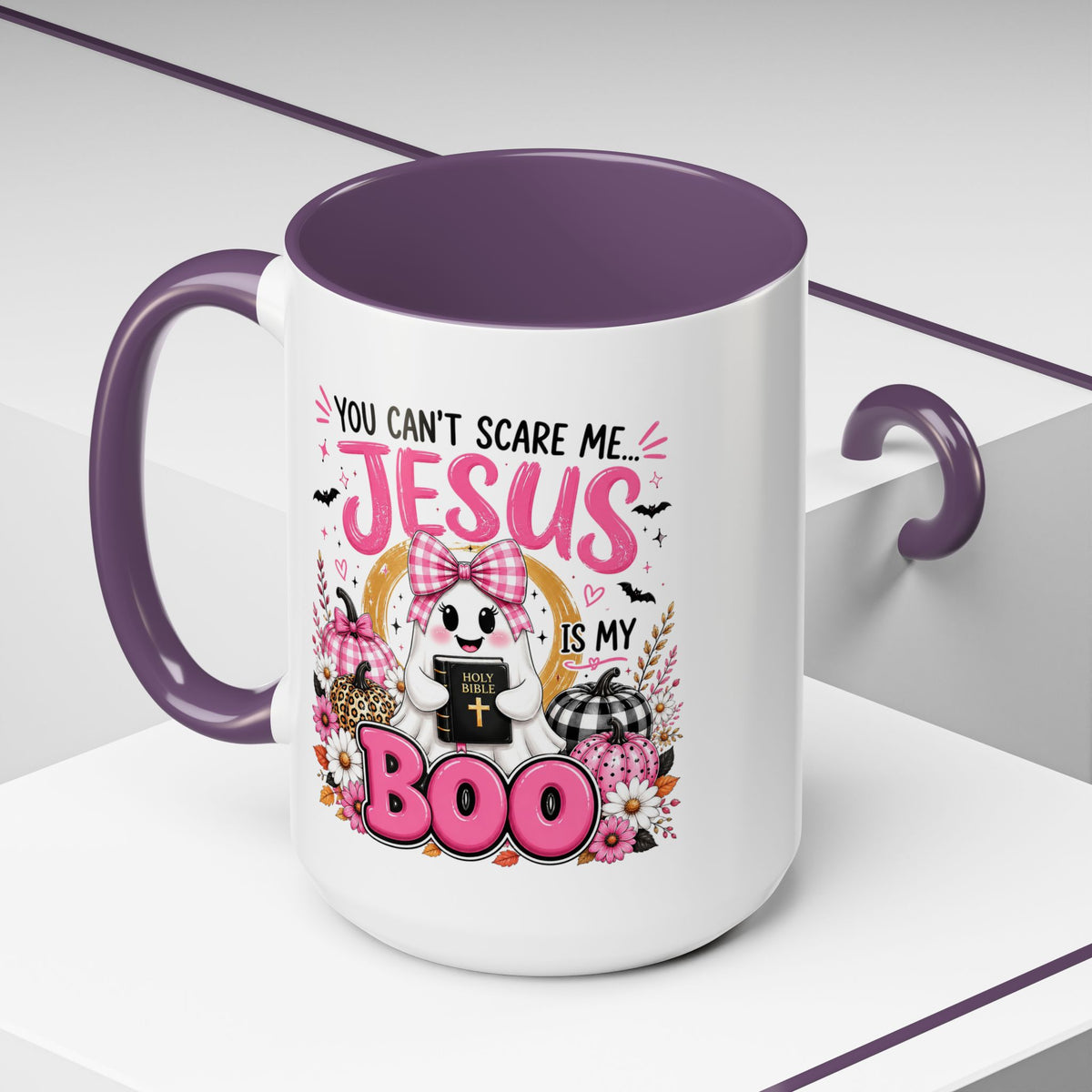 You Can’t Scare Me Jesus Is My Boo Coffee Mug — Halloween Christian Accent Mug