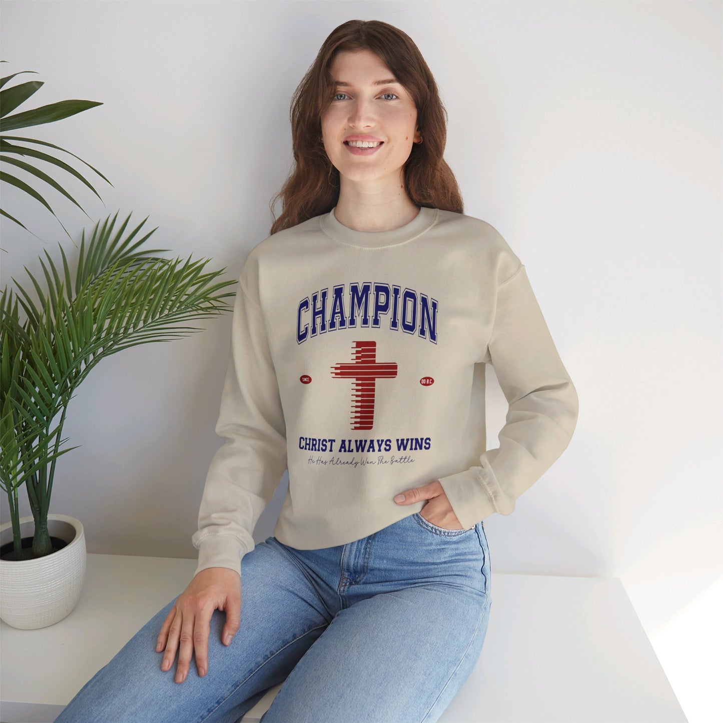 Champion Christ Always Wins Unisex Heavy Blend™ Crewneck Christian Sweatshirt