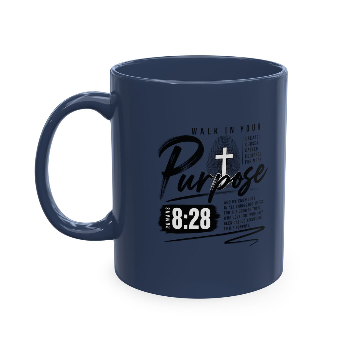Purpose 8:28 Ceramic Mug — Christian Inspirational Coffee Cup