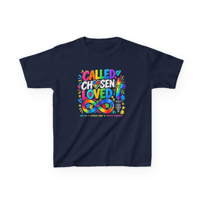 Youth Autism Awareness T-Shirt — "Called Chosen Loved" Colorful Faith Tee