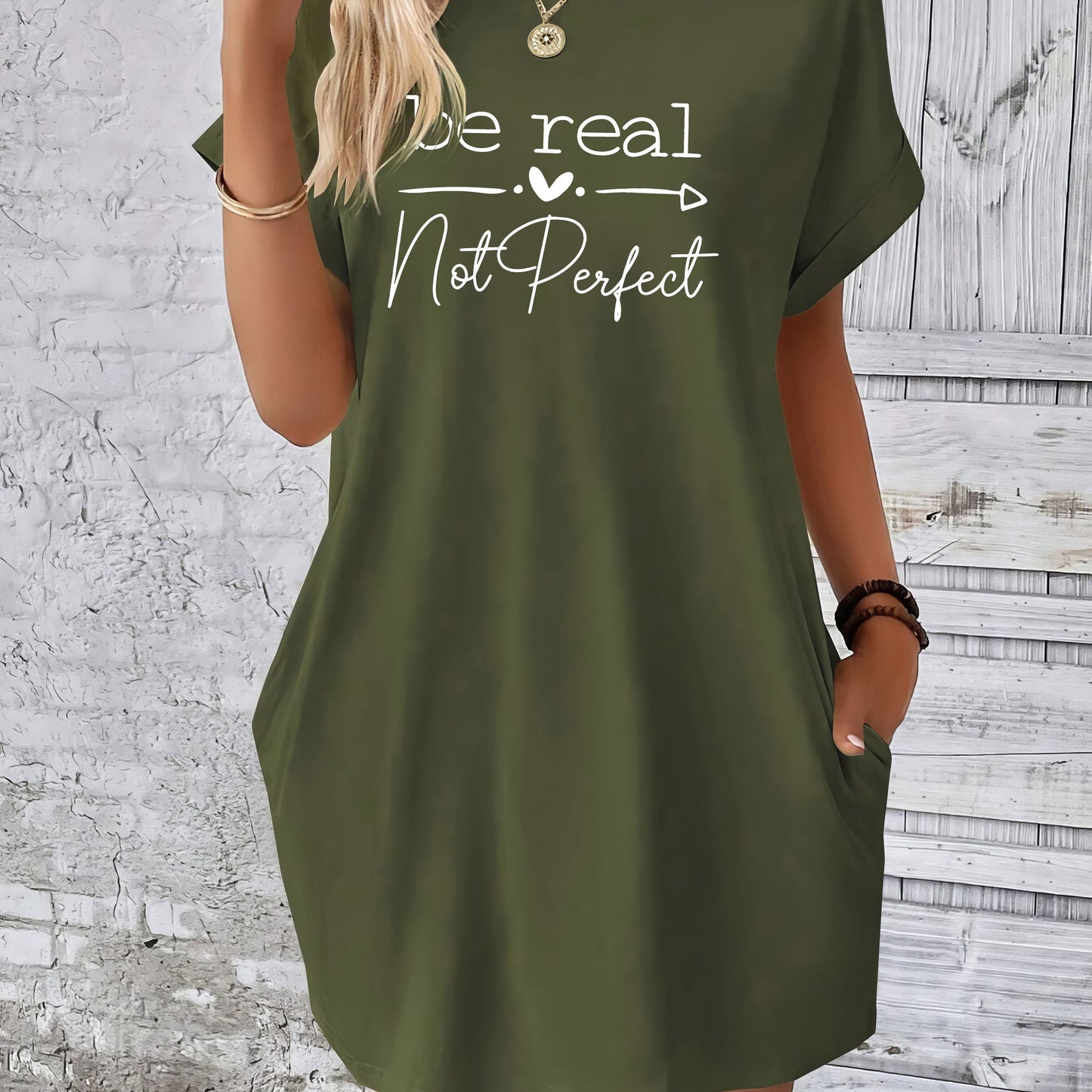 Be Real Not Perfect Women's Christian T-shirt Casual Dress claimedbygoddesigns