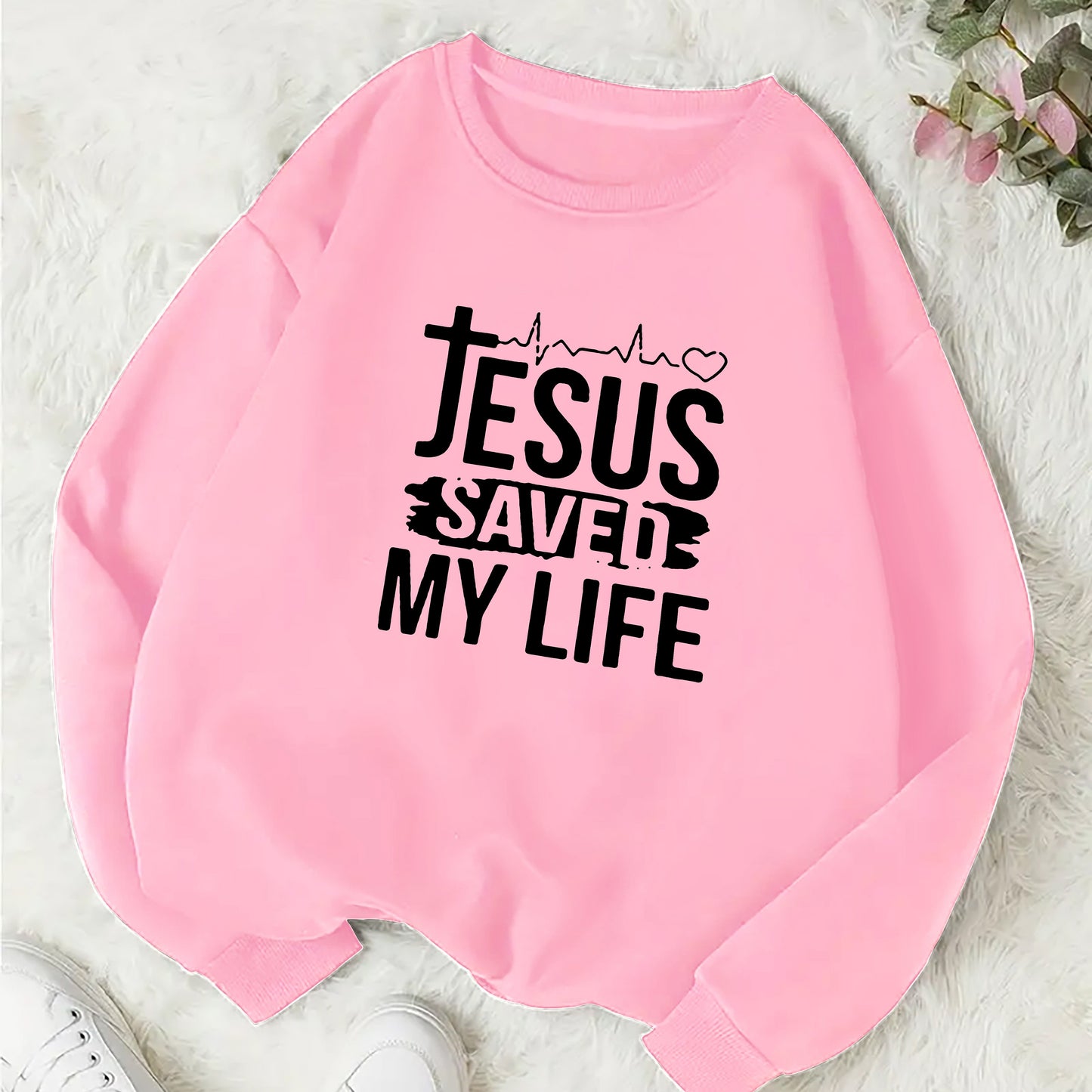 Jesus Saved My Life Youth Christian Pullover Sweatshirt claimedbygoddesigns