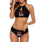 I Love Him Christian Women's Two piece Swimsuit with High Neck Halter Top