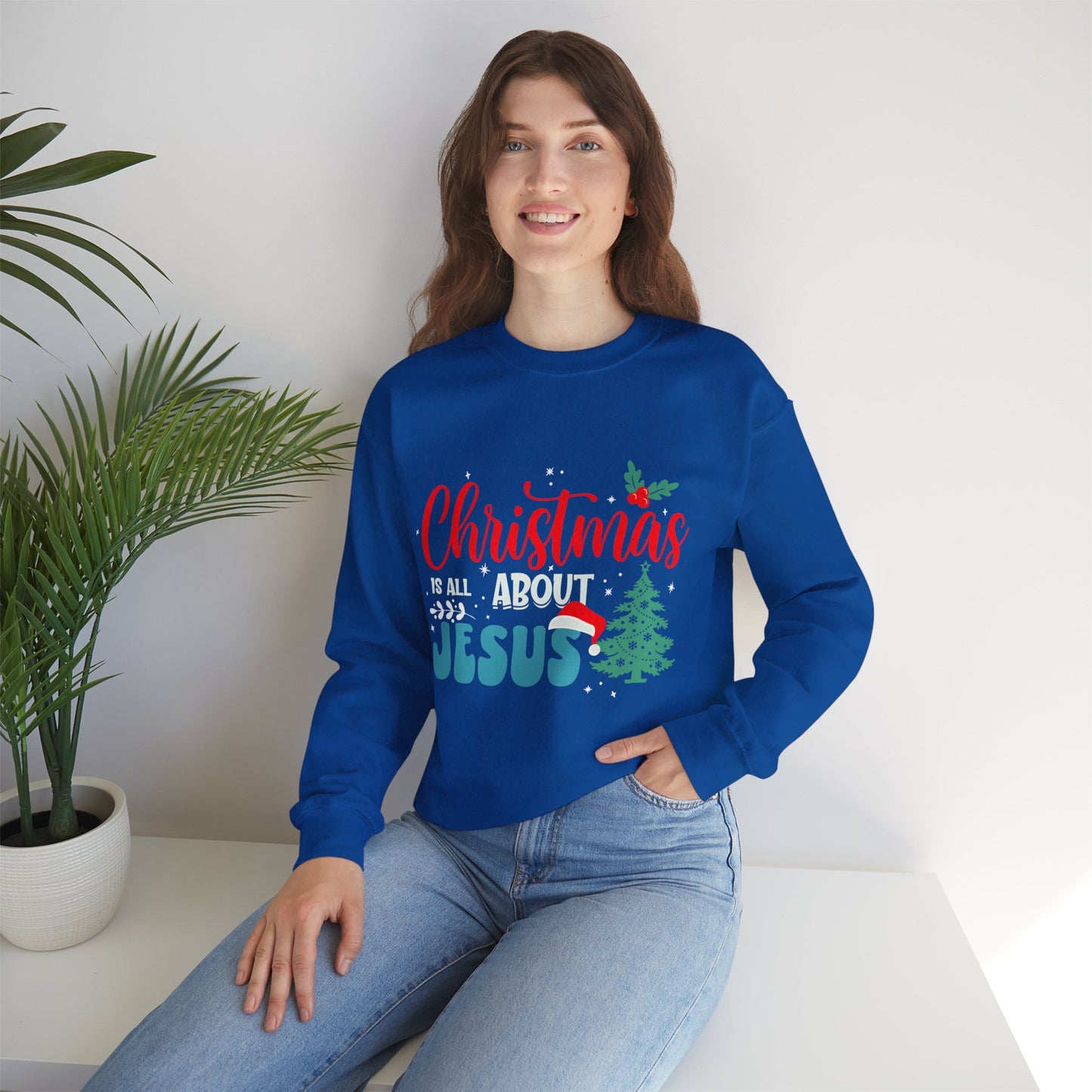 Christmas Is All About Jesus (Christmas Themed) Unisex Heavy Blend™ Crewneck Christian Sweatshirt