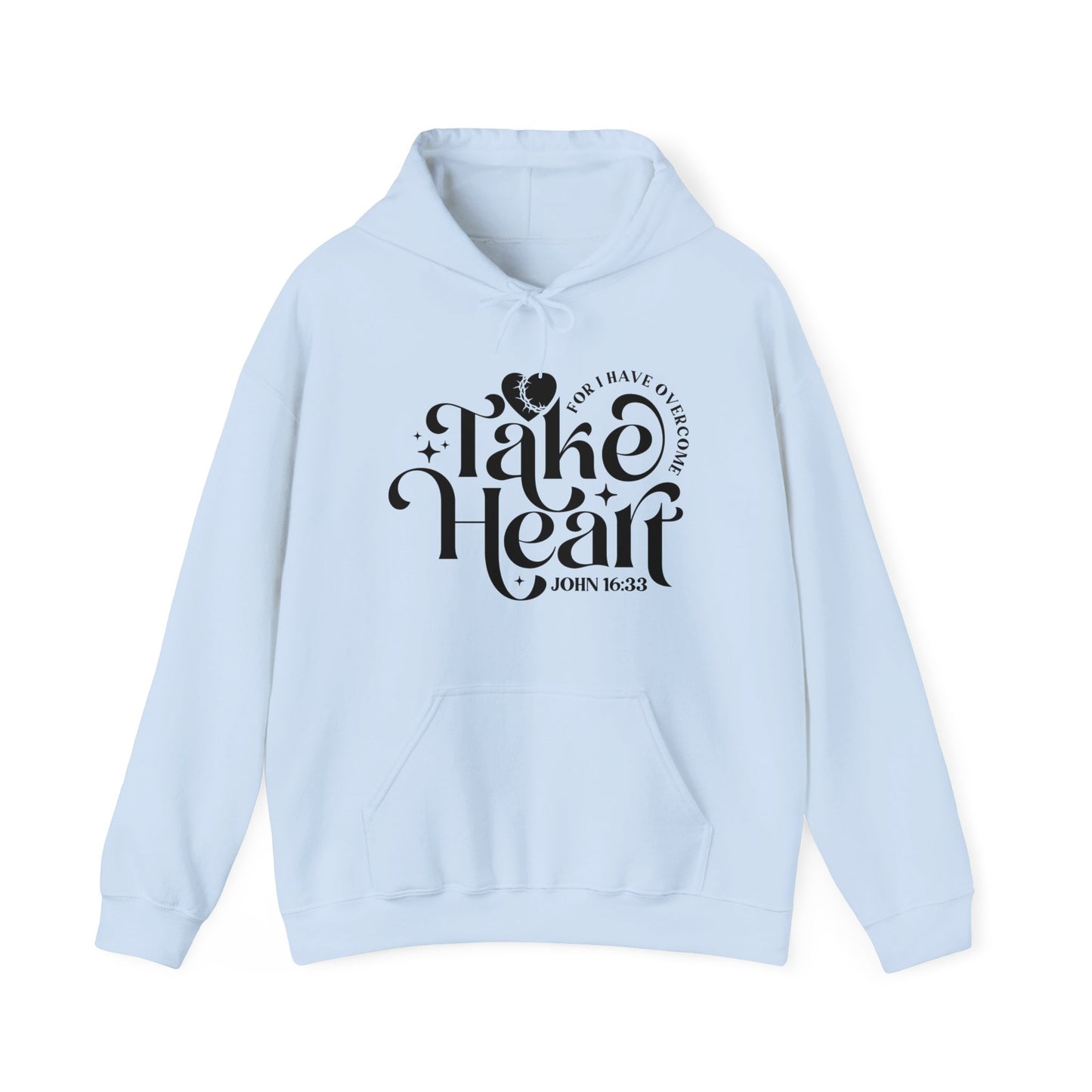 Take Heart For I Have Overcome Unisex Christian Hooded Pullover Sweatshirt