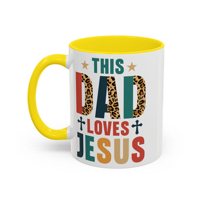 This Dad Loves Him Accent Coffee Mug - Perfect Gift for Father's Day and Christian Dads