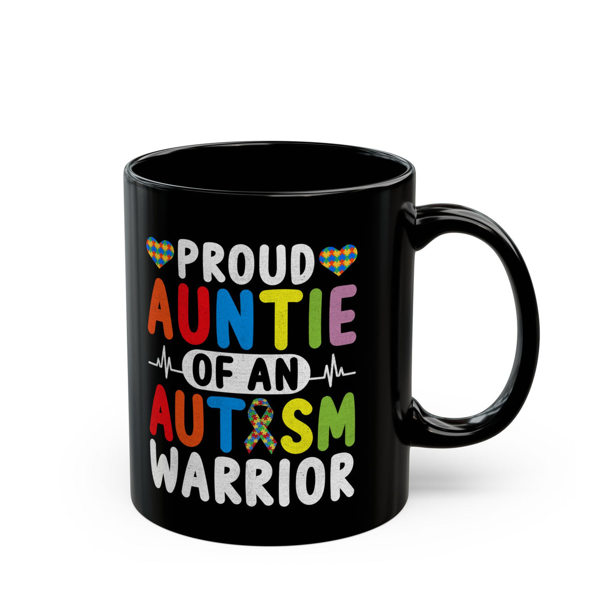 Proud Auntie Autism Warrior Mug - 11oz & 15oz Coffee Cup
