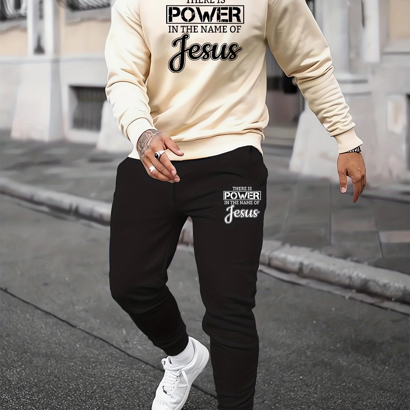 There Is Power In The Name Of Jesus Men's Christian Casual Outfit claimedbygoddesigns