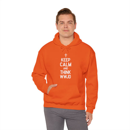 Keep Calm And Think What Would He Do (wwjd)Unisex Christian Hooded Pullover Sweatshirt
