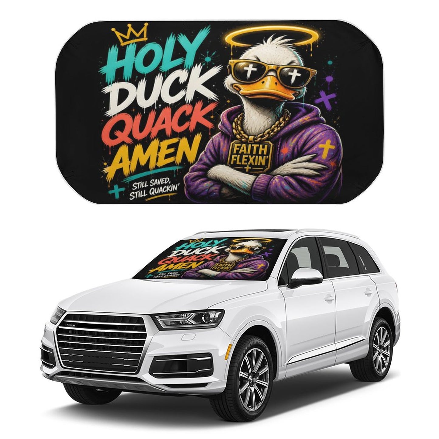 Holy Duck — Quack Amen Christian Car Sunshade Umbrella - ClaimedbyGodDesigns