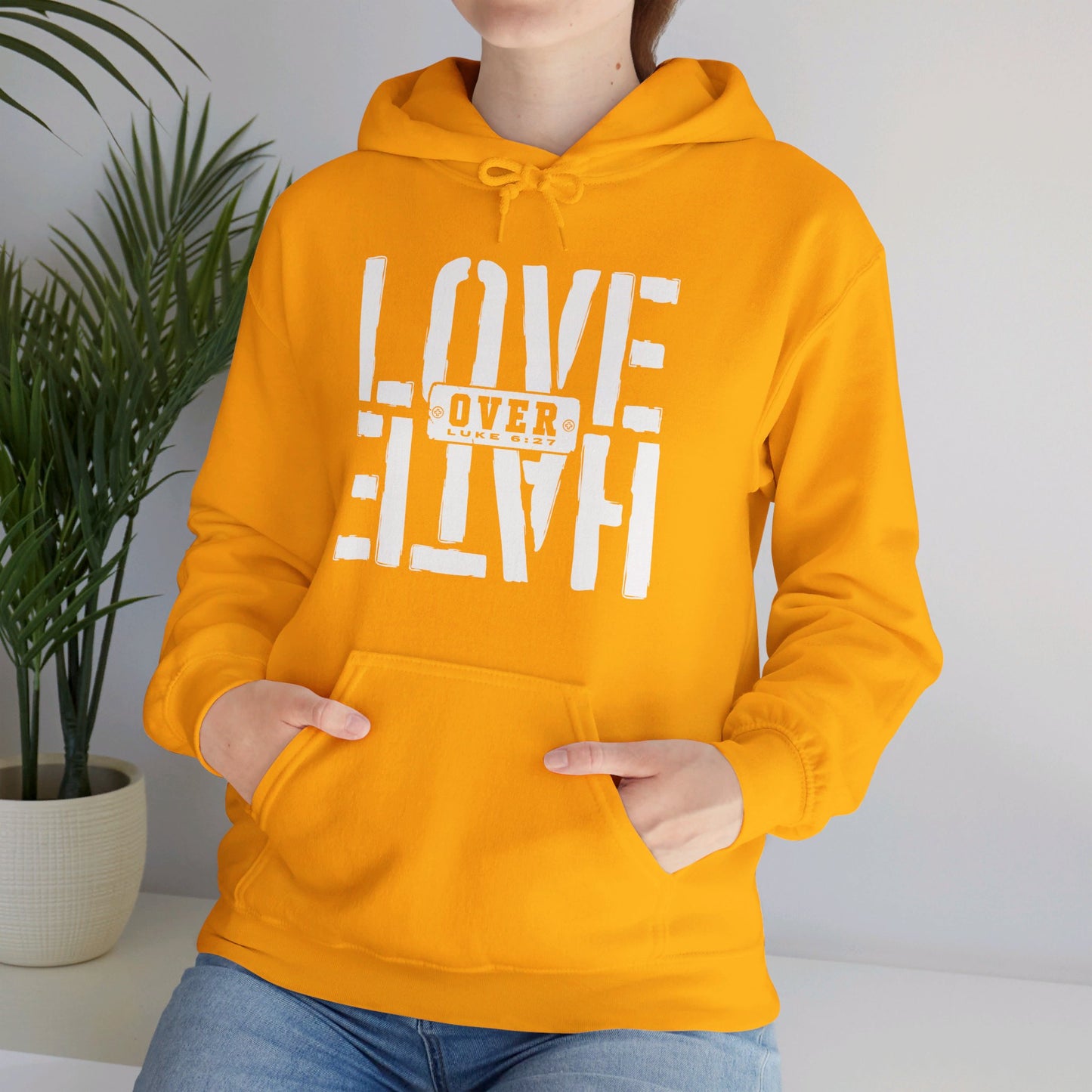 Love Over Hate Unisex Christian Pullover Hooded Sweatshirt