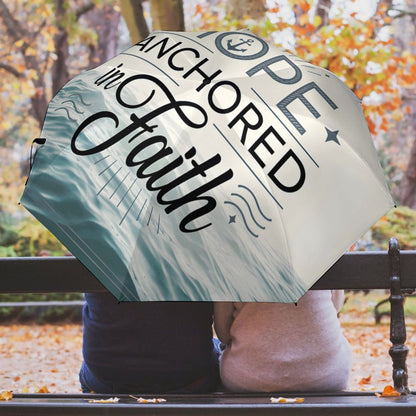 Hope Anchored In Faith Christian 2-Fold Automatic Golf Umbrella