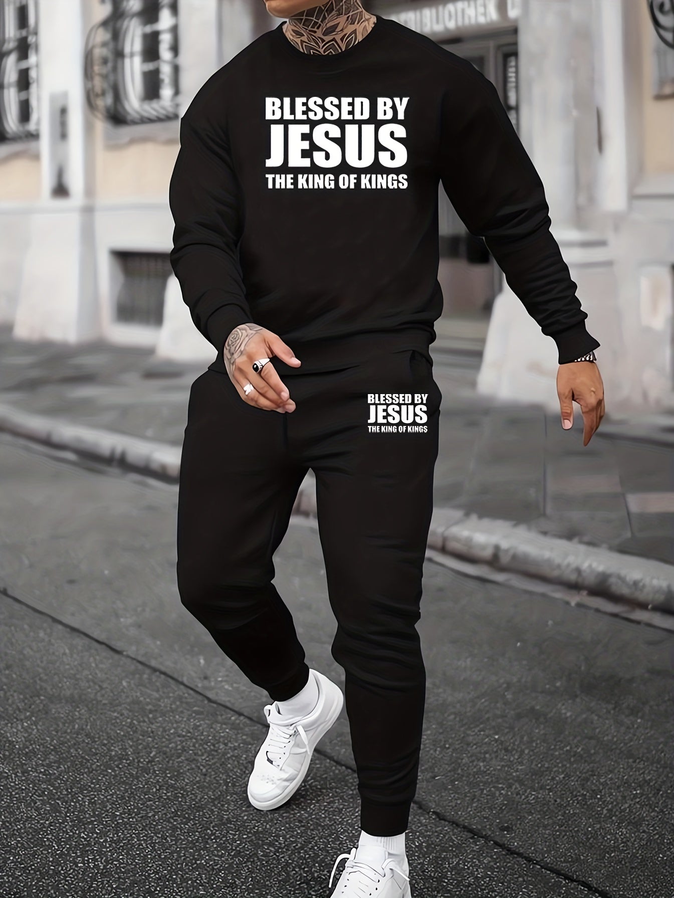 Blessed By Jesus The King Of Kings Men's Christian Casual Outfit claimedbygoddesigns