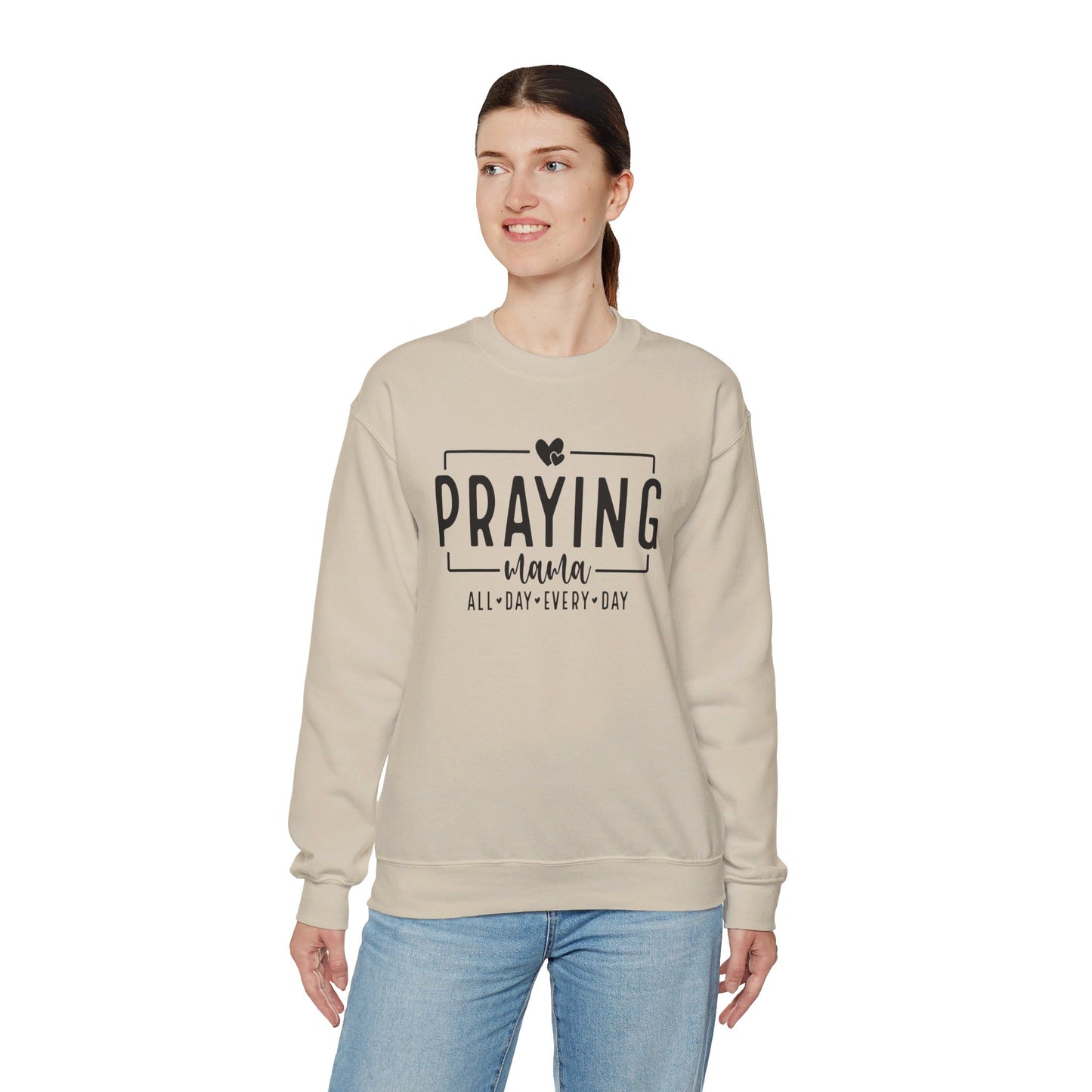 Praying Mama All Day Every Day Women's Heavy Blend™ Crewneck Christian Sweatshirt