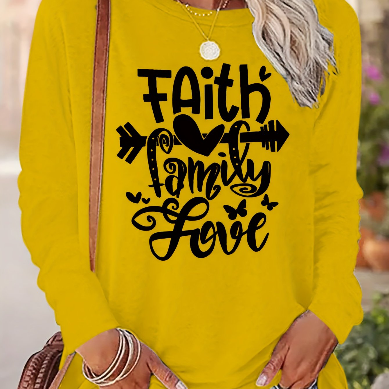 Faith Family Love Women's Christian Pullover Sweatshirt claimedbygoddesigns