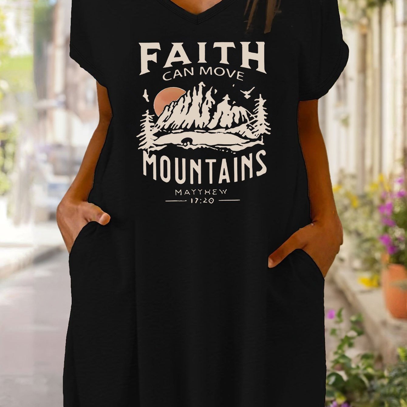 Faith Can Move Mountains Women's Christian Pajama Dress claimedbygoddesigns