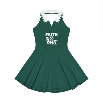 Faith Is In My DNA Women's Christian Collared Halter A-Line Tennis Dress