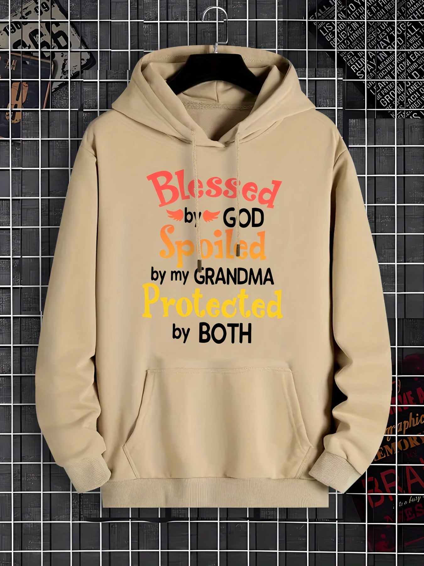 Blessed By God Spoiled By My Grandma Protected By Both Unisex Christian Pullover Hooded Sweatshirt claimedbygoddesigns