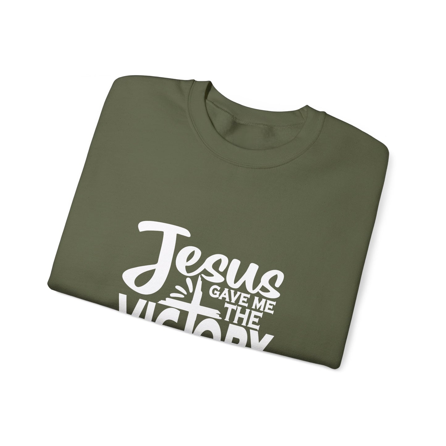 Jesus Gave Me The Victory Unisex Heavy Blend™ Crewneck Christian Sweatshirt
