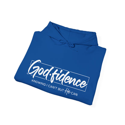 Christian Hooded Sweatshirt -Confidence In Him Knowing I Can't But He Can