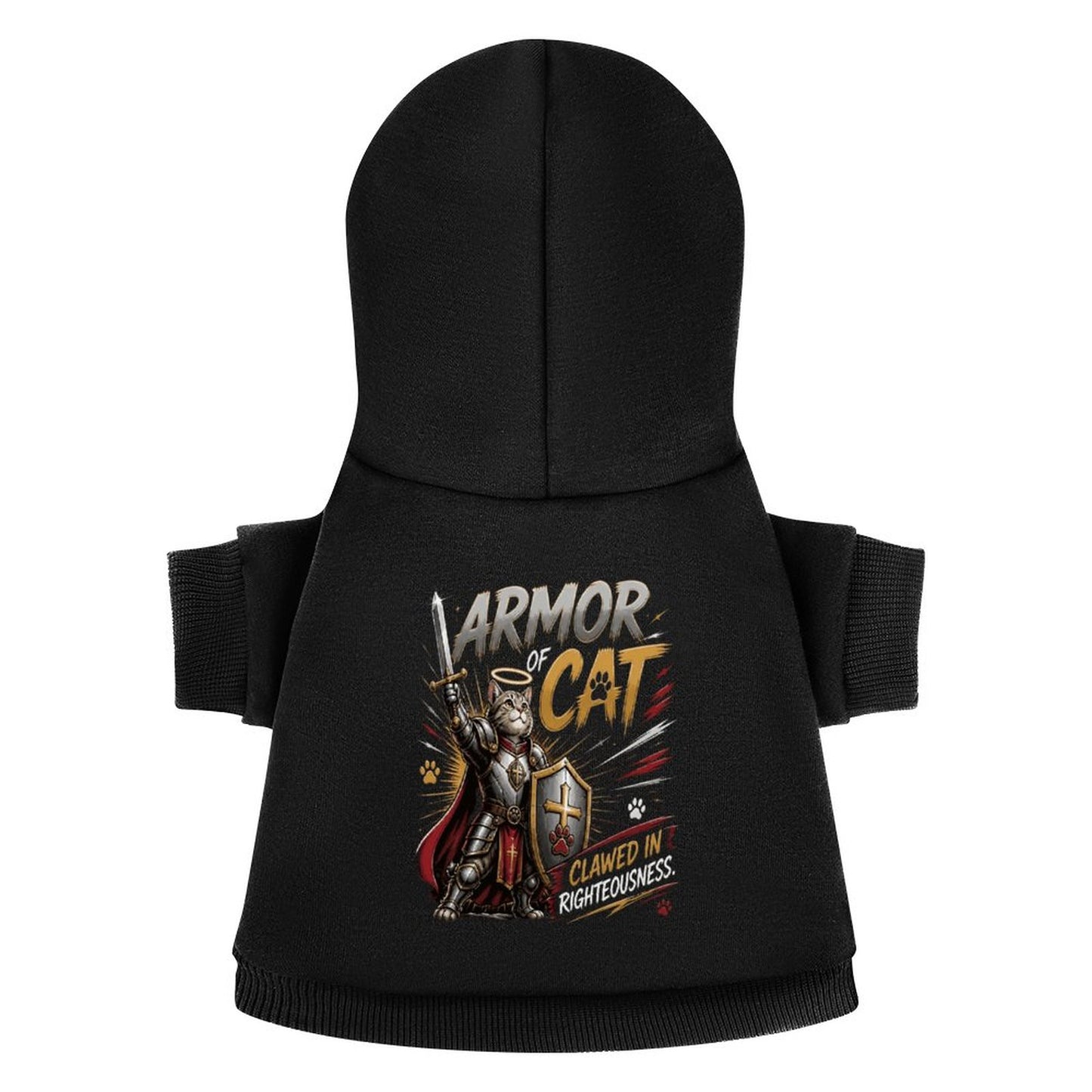 Armor Of Cat Christian Pet Hooded Pullover Sweatshirt Cat Hoodie Warm, Soft & Breathable - ClaimedbyGodDesigns