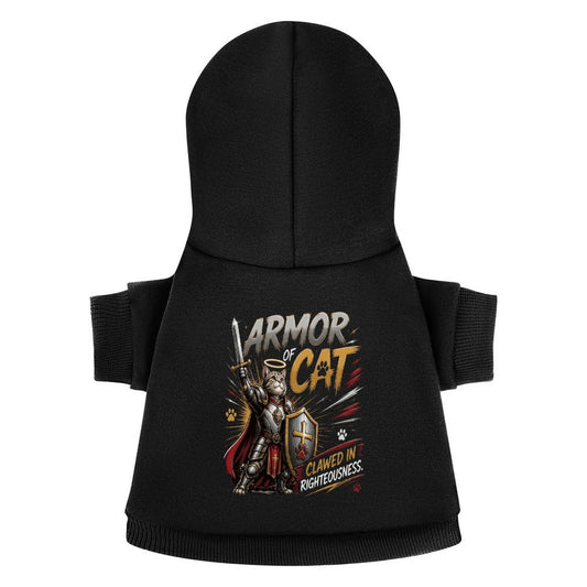 Armor Of Cat Christian Pet Hooded Pullover Sweatshirt Cat Hoodie Warm, Soft & Breathable - ClaimedbyGodDesigns