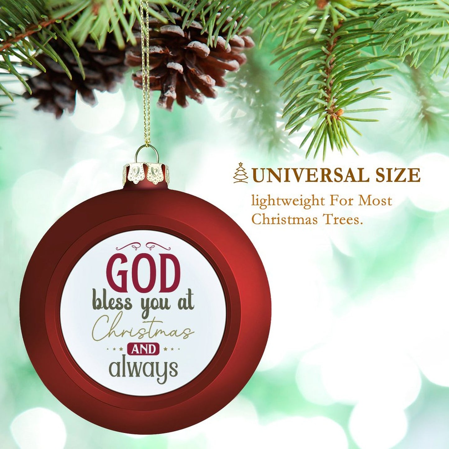 God Bless You At Christmas And Always Christian Christmas Tree Hanging Ball