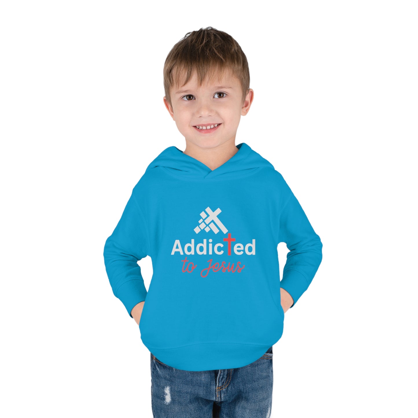 Addicted To Jesus Christian Toddler Pullover Fleece Hooded Sweatshirt