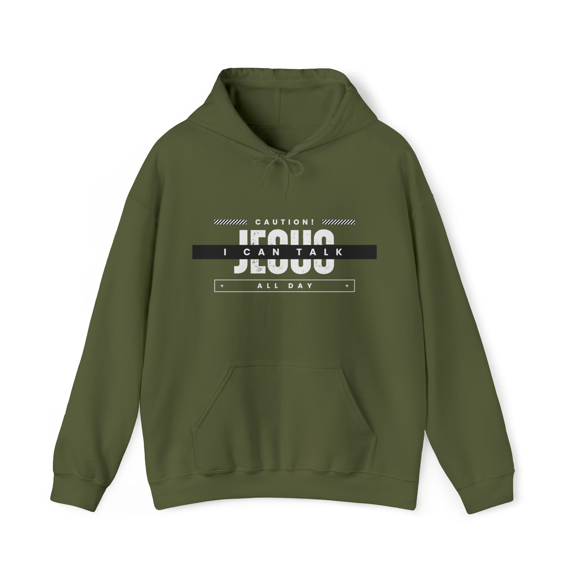 Caution I Can Talk Jesus All Day Unisex Hooded Sweatshirt Printify