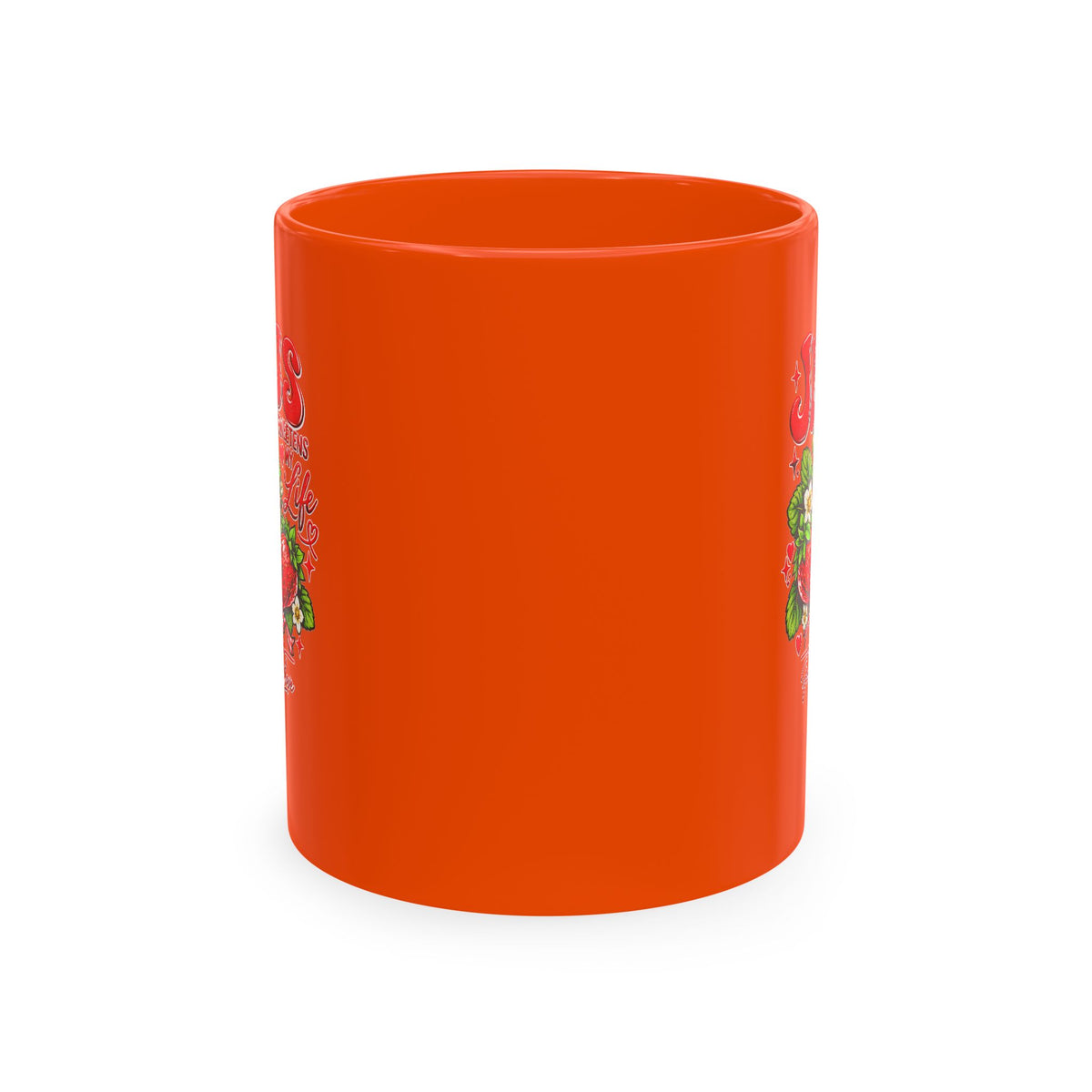 Ceramic Mug — "Jesus Sweetens My Life" Strawberry Faith Coffee Cup