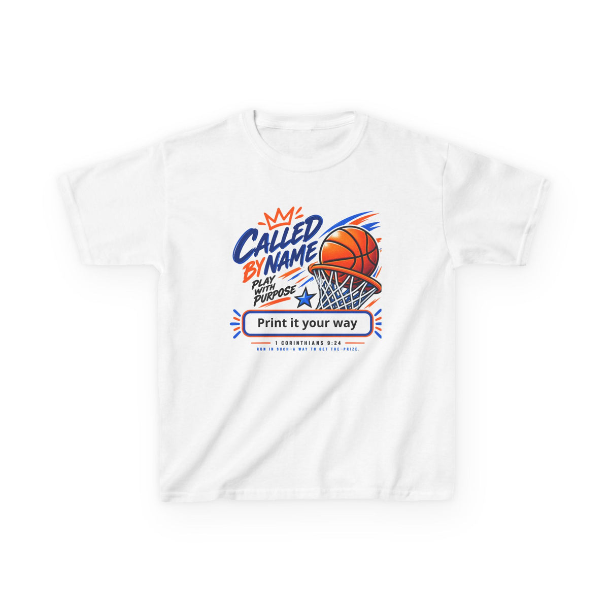 Youth basketball t-shirt, Called By Name hoop graphic Christian tee