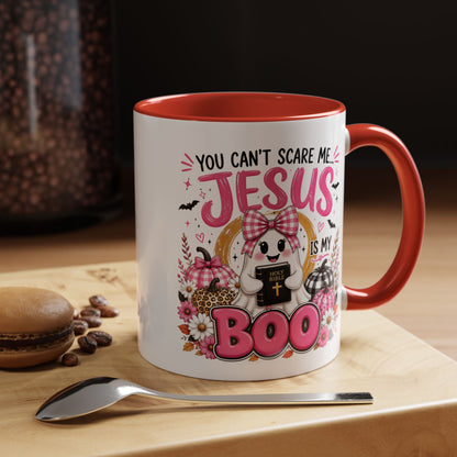 You Can’t Scare Me Jesus Is My Boo Coffee Mug — Halloween Christian Accent Mug