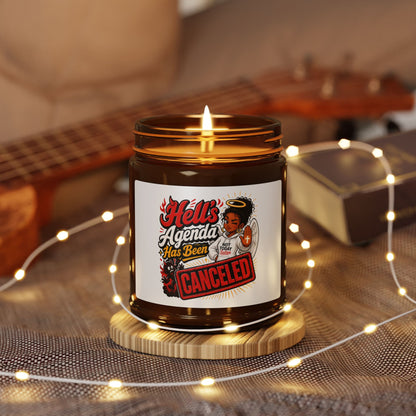 Soy Candle – “Hell’s Agenda Has Been Canceled” Amber Jar - ClaimedbyGodDesigns