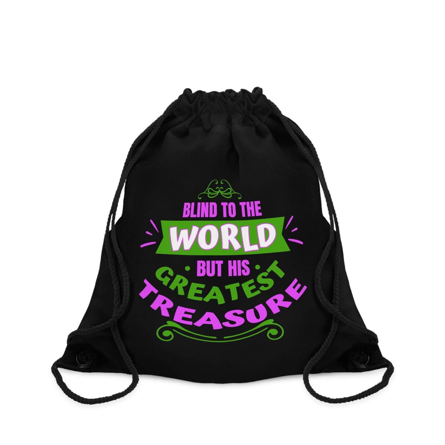 Blind To The World But His Greatest Treasure Drawstring Bag